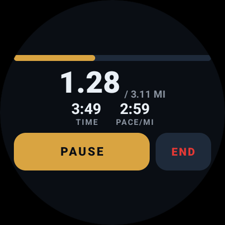 Wear OS live run screen